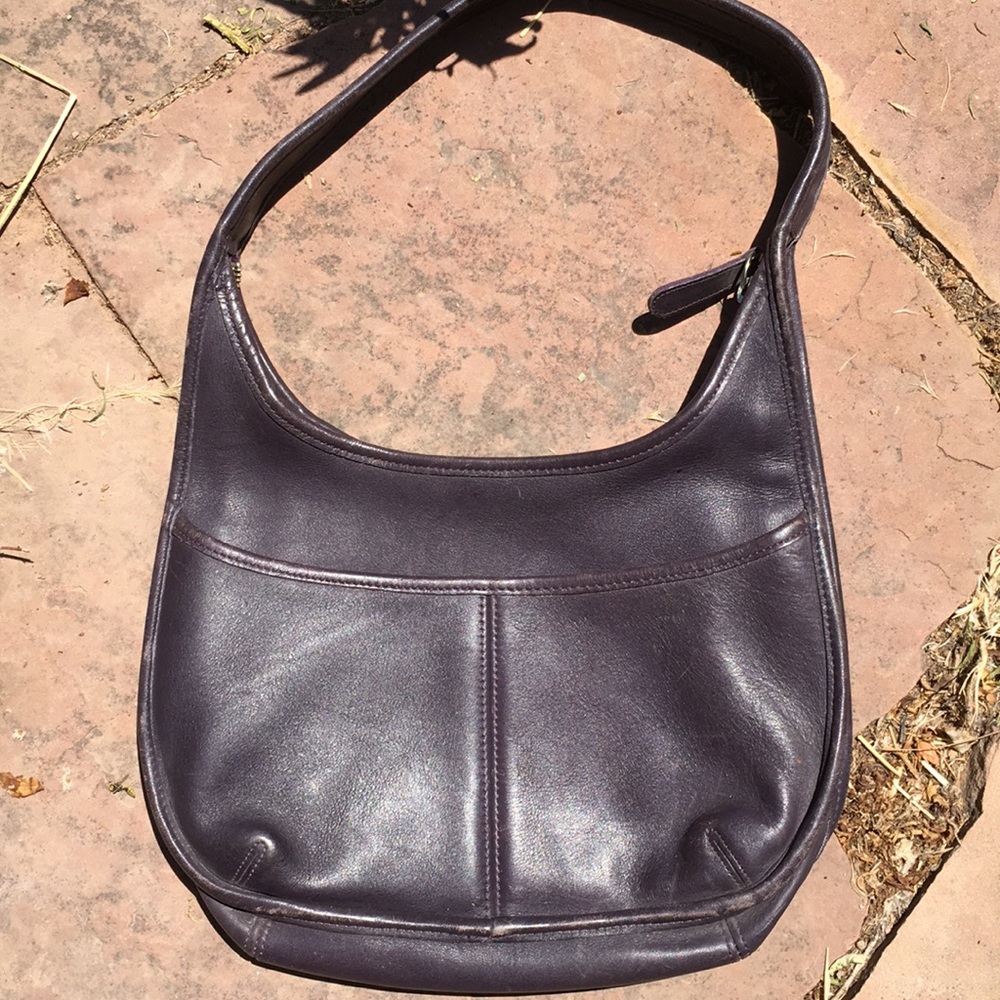 Genuine Coach Hobo-style Bag, eggplant, late 80s.